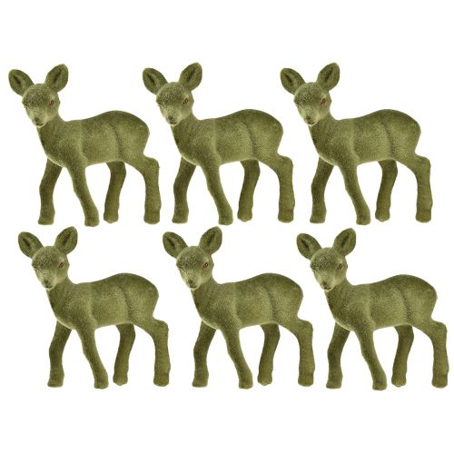 Prodotto Figura decorativa cervo cerbiatto floccato Figure natalizie verdi 10,5 cm 6 pz