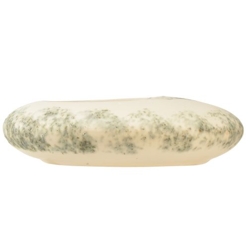 Prodotto Ciotola decorativa ciotola ovale piatta in ceramica crema grigio verde 19×14×5 cm