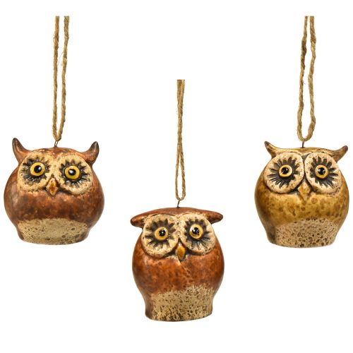 Adorabili pendenti a forma di gufo Set da 3 - Toni marroni rustici, 2,25&quot; - Decorazione perfetta per l&#39;autunno e il Natale