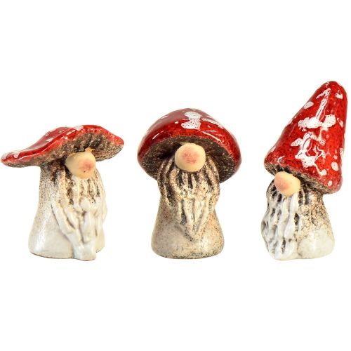 Gnomi delle fiabe, personaggi dei funghi velenosi in set da 6 - rosso con pois bianchi, 7,5 cm - decorazione magica per il giardino e la casa