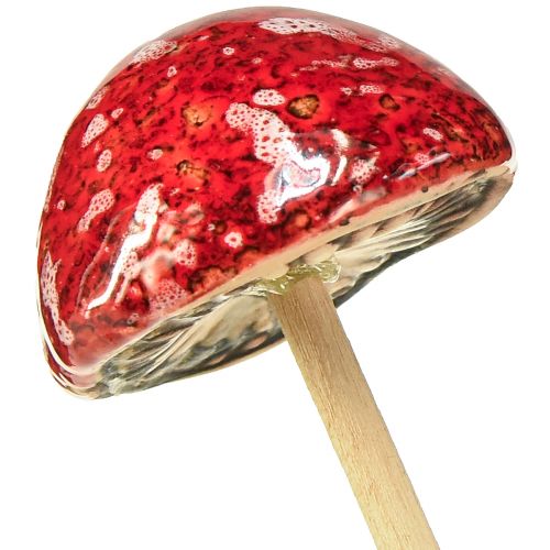 Prodotto Funghi velenosi su bastoncino, rossi, 4 cm, set da 6 - funghi decorativi da giardino per la decorazione autunnale