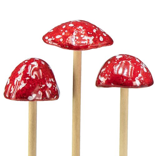Prodotto Funghi velenosi su bastoncino, rossi, 5,5 cm - funghi autunnali decorativi per il giardino e la casa, 6 pezzi