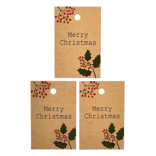 Floristik24 Etichette regalo Buon Natale in carta marrone naturale 8,5×5,5 cm 20 pz