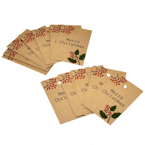 Prodotto Etichette regalo Buon Natale in carta marrone naturale 8,5×5,5 cm 20 pz