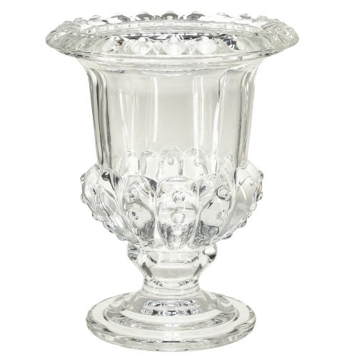 Vaso in vetro con piede decoro vintage trasparente Ø16cm H20cm