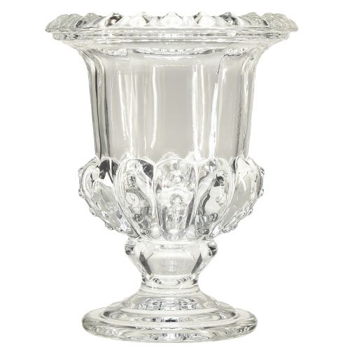 Prodotto Vaso in vetro con piede decoro vintage trasparente Ø16cm H20cm
