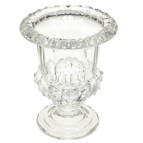 Prodotto Vaso in vetro con piede decoro vintage trasparente Ø16cm H20cm