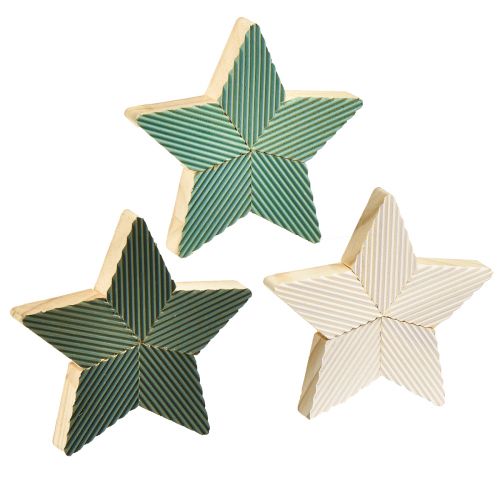 Floristik24 Decorazione da tavolo scanalata con stelle in legno verde menta bianco 11 cm 6 pezzi