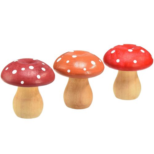 Funghi in legno Funghi decorativi Agarichi volanti in legno Rosso arancione 5 cm 9 pezzi