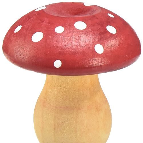 Prodotto Funghi in legno Funghi decorativi Agarichi volanti in legno Rosso arancione 5 cm 9 pz