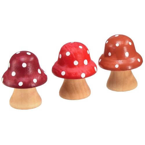 Floristik24 Funghi In Legno Funghi Decorativi Mini Funghi Funghi In Legno Rosso Arancione 4cm 12pz