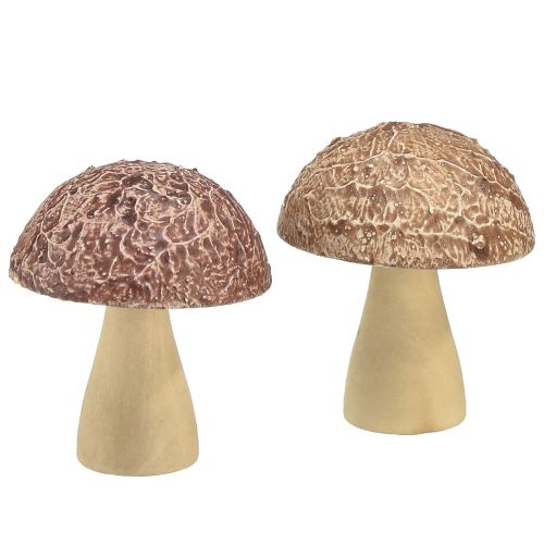 Funghi in legno funghi decorativi decorazione da tavola autunno marrone naturale 5×6cm 8pz