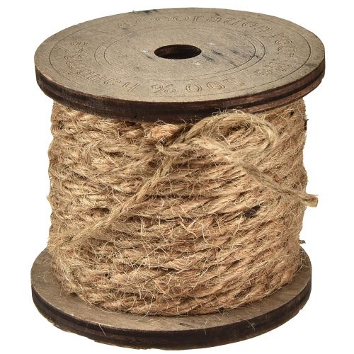 Cordone decorativo in corda di iuta, bobina di legno rustica da Ø5 mm con 7 m ciascuno, 2 pezzi