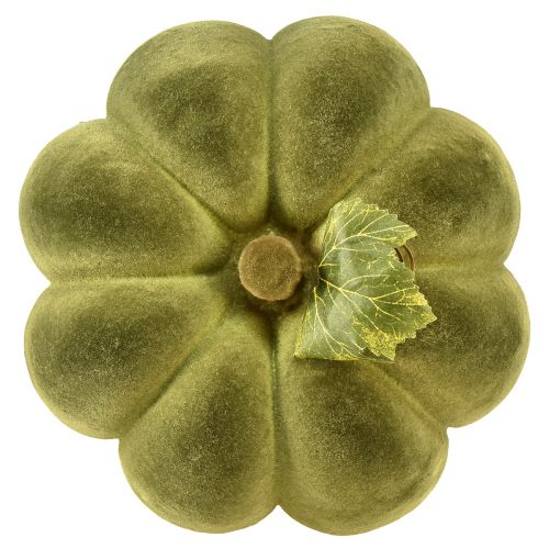 Prodotto Decorazione di zucca floccata 20 cm effetto velluto verde zucca 2 pezzi