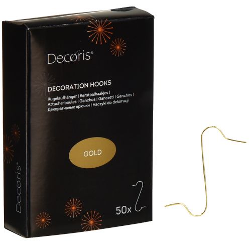 Ganci Decorativi Dorati Appendini per Palline, Confezione da 50 - Eleganti grucce per palline di Natale e decorazioni natalizie