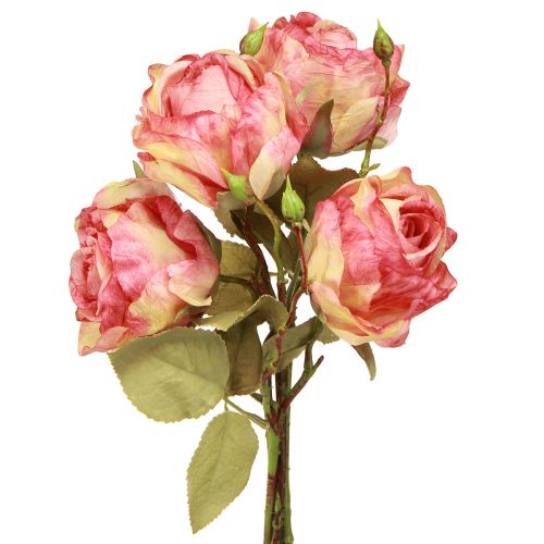 Rose artificiali rose decorative rosa con boccioli L44cm 4 pz