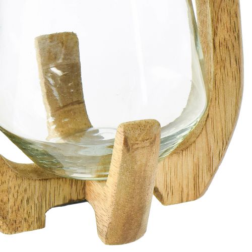 Prodotto Lanterna in legno lanterna in vetro decorazione soggiorno Ø12cm H20cm