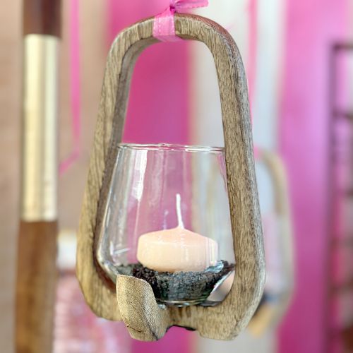 Prodotto Lanterna in legno lanterna in vetro decorazione soggiorno Ø12cm H20cm