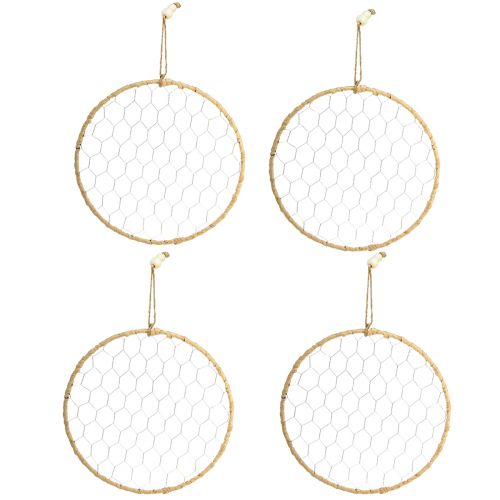 Prodotto Anello decorativo in metallo per appendere Rafia Argento Naturale Ø28cm 4 pz