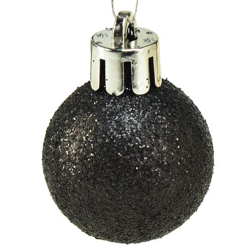 Prodotto Mini Palline per Albero Plastica Infrangibile Nera Ø3cm 14pz