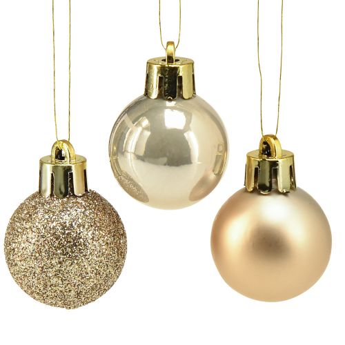 Mini palline per albero di Natale Perla Plastica dorata Ø3cm 14pz