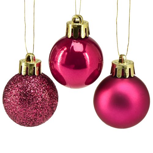 Floristik24 Mini palline per albero di Natale rosa infrangibili Ø3cm H3,5cm 14 pezzi