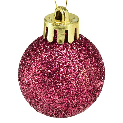 Prodotto Mini palline per albero di Natale rosa infrangibili Ø3cm H3,5cm 14 pezzi