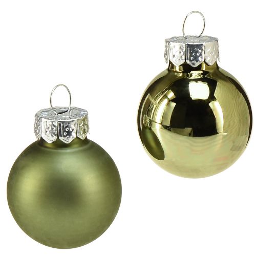 Mini palline per albero di Natale in vetro verde mix Ø2,5 cm 22 pezzi