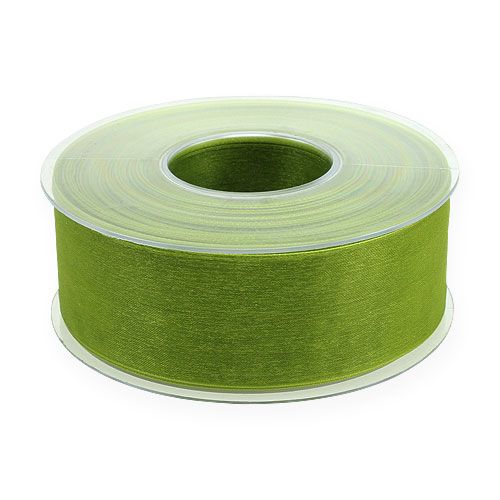 Prodotto Nastro in organza verde nastro regalo bordo intrecciato verde oliva 40mm 50m