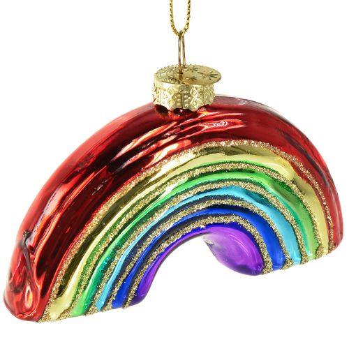 Ornamento arcobaleno in vetro: decorazione festosa per l&#39;albero di Natale con colori brillanti