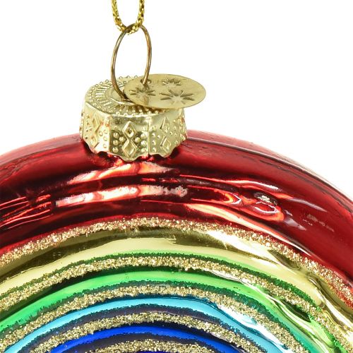 Prodotto Ornamento arcobaleno in vetro: decorazione festosa per l&#39;albero di Natale con colori brillanti