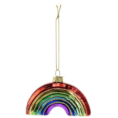Prodotto Ornamento arcobaleno in vetro: decorazione festosa per l&#39;albero di Natale con colori brillanti