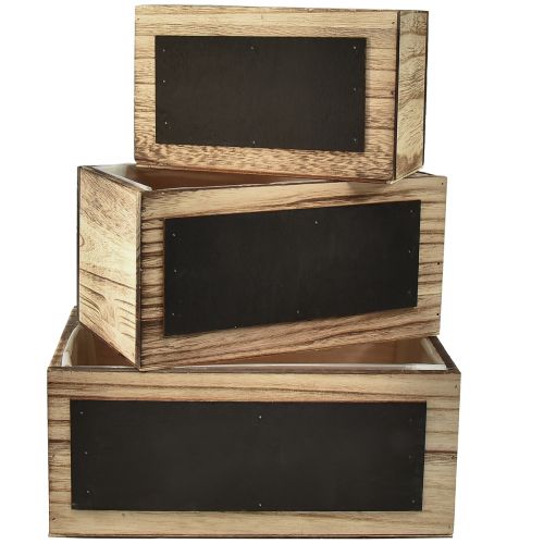 Scatole decorative in legno con superfici a lavagna in set da 3 - naturale e nero, varie dimensioni - per riporre pratiche ed eleganti