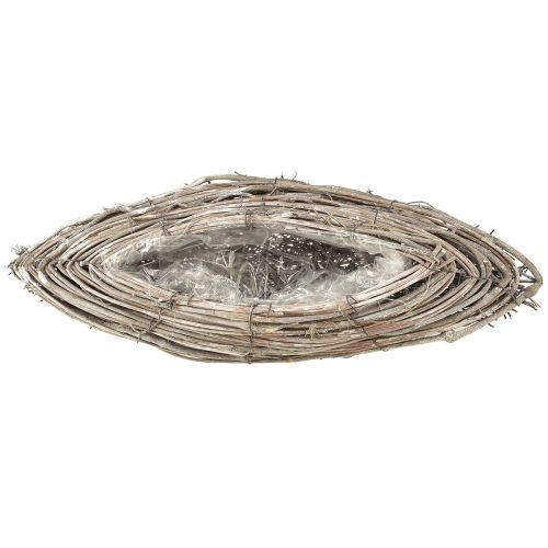 Prodotto Barche per piante viti in rattan bianco naturale 40x13 cm 2 pezzi