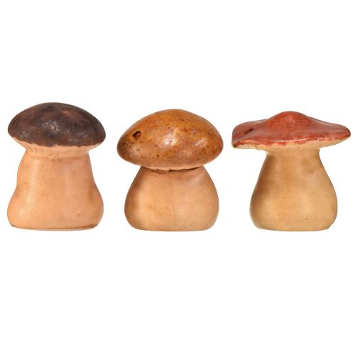 Prodotto Figure di funghi felici con facce - varie tonalità di marrone, 6,5 cm - decorazione divertente per il giardino e la casa - 3 pezzi