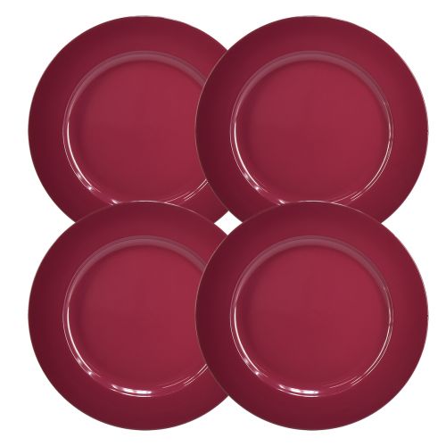 Piatti versatili in plastica rosso scuro 4 pezzi - 28 cm, perfetti per la decorazione e l&#39;uso esterno