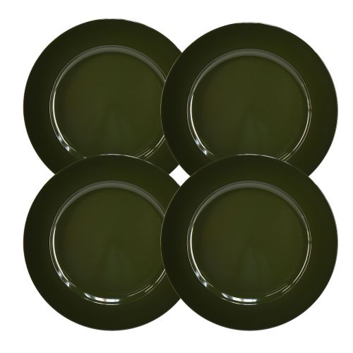 Prodotto Elegante piatto in plastica verde scuro - 28 cm - Ideale per allestire e decorare la tavola con stile
