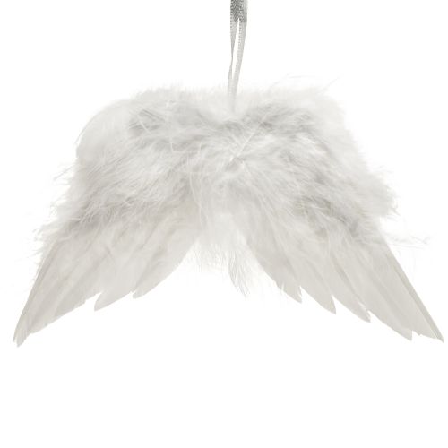Romantiche ali d&#39;angelo realizzate con piume bianche – Decorazione natalizia da appendere 20×12 cm 6 pezzi