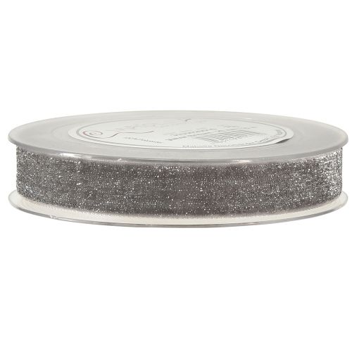 Prodotto Nastro di velluto con nastro decorativo glitterato velluto grigio argento 20mm 10m