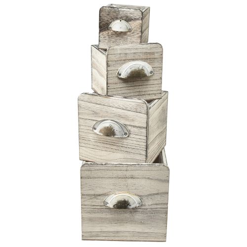 Set di 4 cassettiere in legno con maniglia: soluzione di archiviazione elegante e funzionale