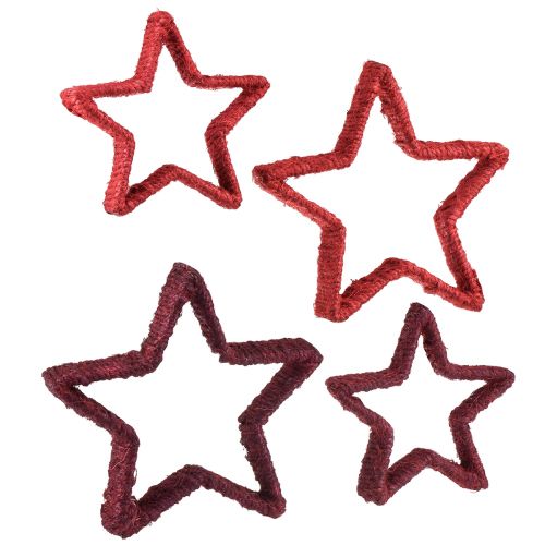 Stella da appoggiare Decorazione natalizia juta rossa 13/18 cm 4pz