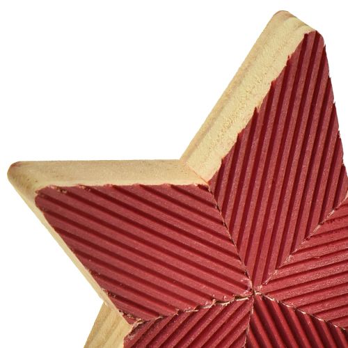 Prodotto Stelle di Natale in legno scanalate rosse naturali 11 cm 3 pz