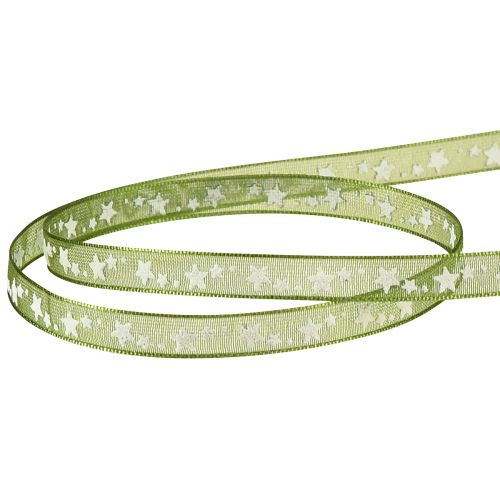 Prodotto Nastro natalizio con stelle nastro decorativo verde organza 6mm 20m