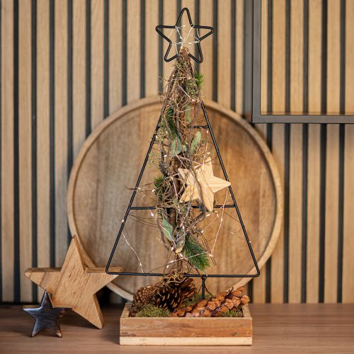 Prodotto Albero di Natale in metallo con stella e vassoio - 25x18x66 cm - Moderna decorazione natalizia