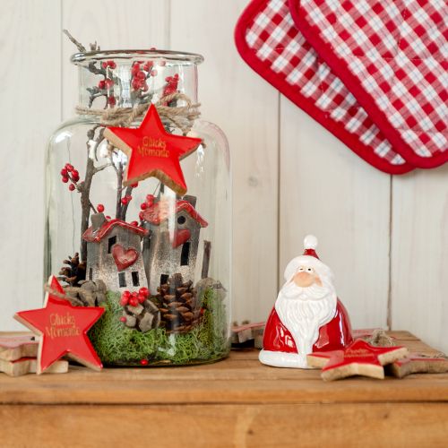 Figura di Babbo Natale in rosso 2 pezzi - 13 cm - Decorazione natalizia ideale per un&#39;atmosfera festosa