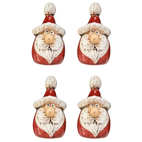 Prodotto Simpatica figura di Babbo Natale in ceramica, rossa e bianca, 10 cm - perfetta decorazione natalizia - 4 pezzi