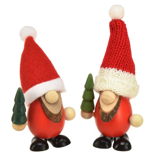 Gnomi natalizi gnomi decorativi in legno rosso verde H10,5/12 cm 6 pezzi