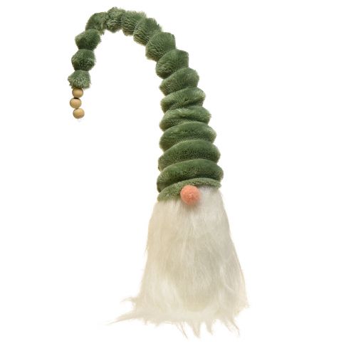 Gnomo festivo con cappello verde a spirale e barba bianca 2 pezzi - 65 cm - Magia natalizia scandinava per la tua casa