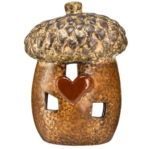 Prodotto Lanterna ghianda marrone, 15,4 cm - Decorazione rustica autunnale con motivo a cuore