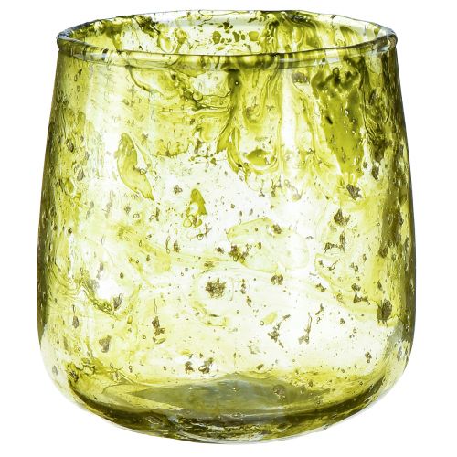 Lanterna in vetro decorazione vintage giallo verde Ø9cm H9,5cm